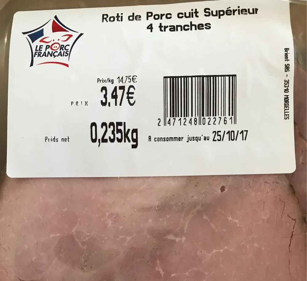 Roti de Porc cuit superieur