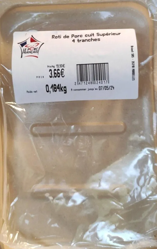 Rôti de porc cuit supérieur