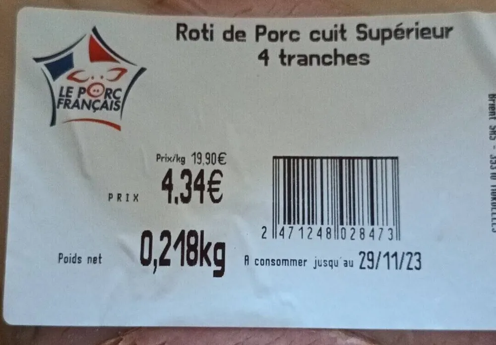 Rôti de porc cuit supérieur