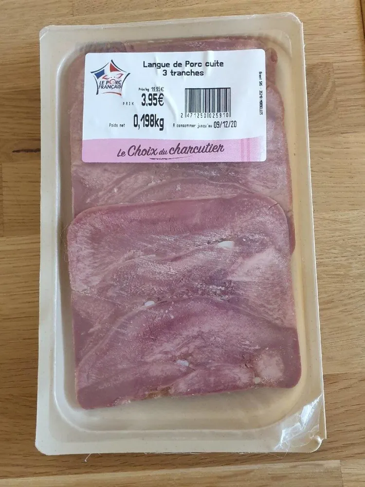 Langue de porc cuite 3 tranches