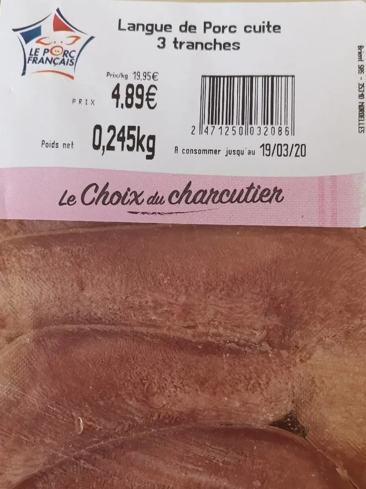 Langue de porc cuite