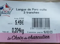 Langue de porc cuite 3 tranches