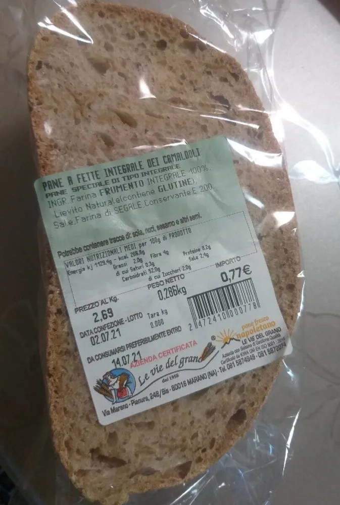 pane a fette integrale dei camaldoli