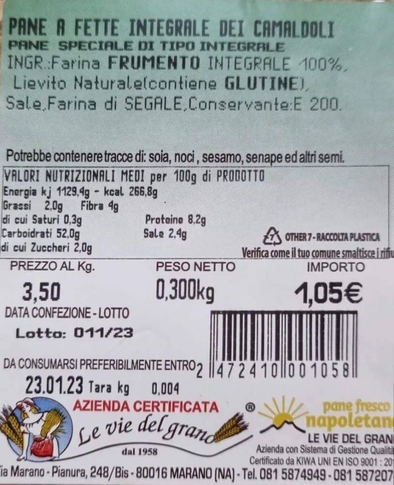 Pane a fette integrale