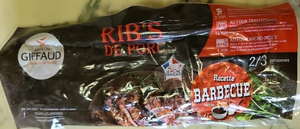 Ribs de porc marinade barbecue