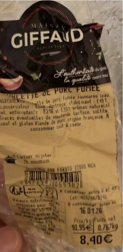 Palette de porc fumée
