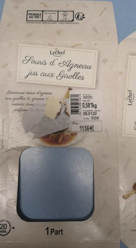 Souris d'agneau jus aux girolles