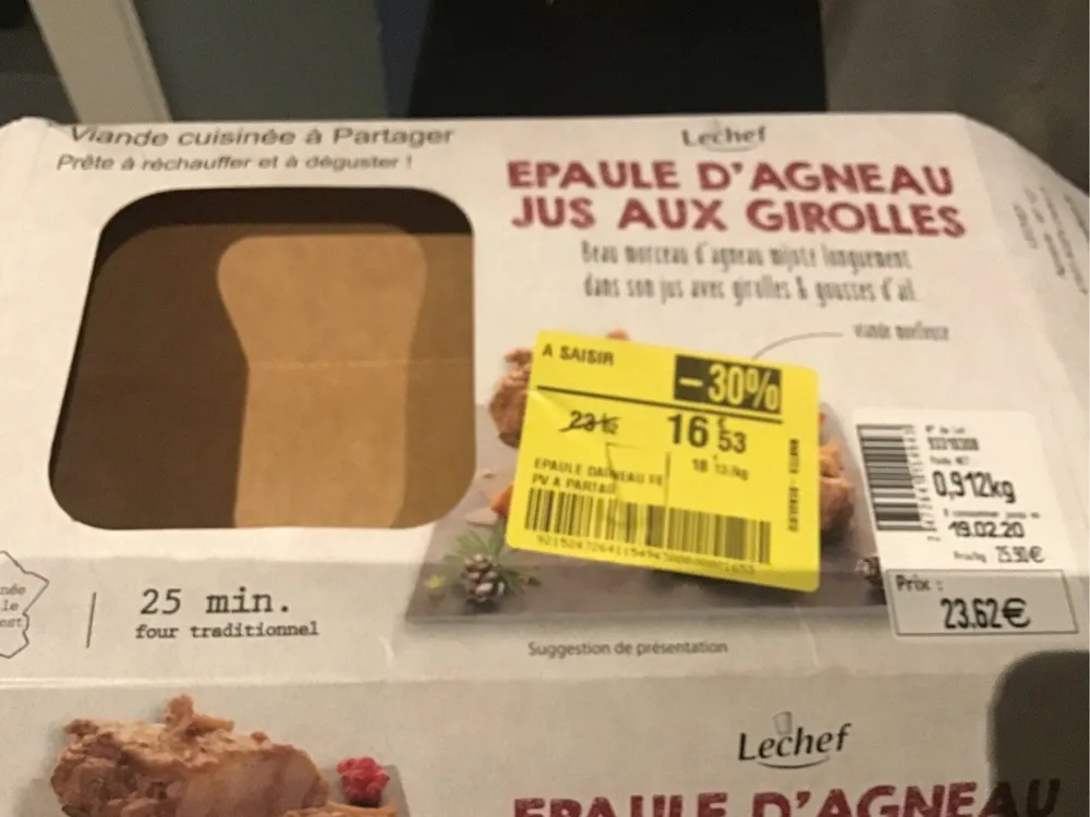 Épaule d'agneau jus au girolles