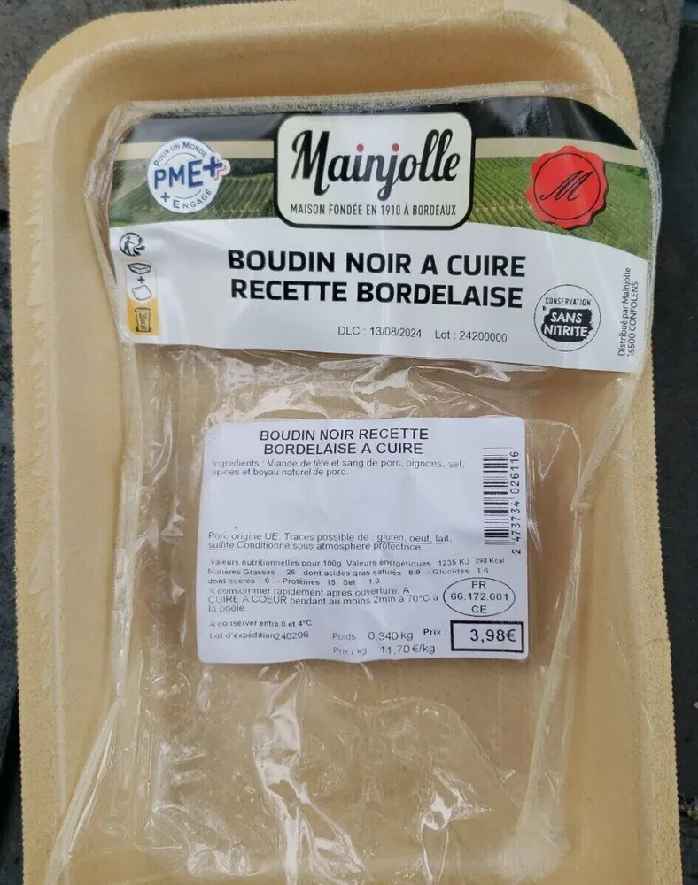 Boudin noir a cuire recette bordelaise