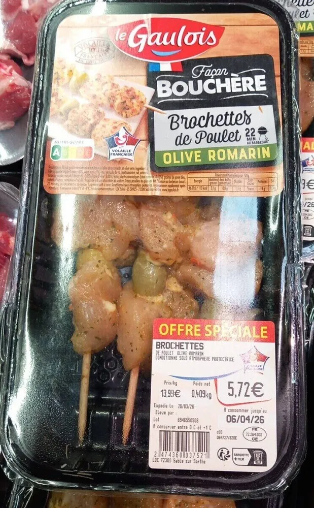 brochettes de poulet olive romarin