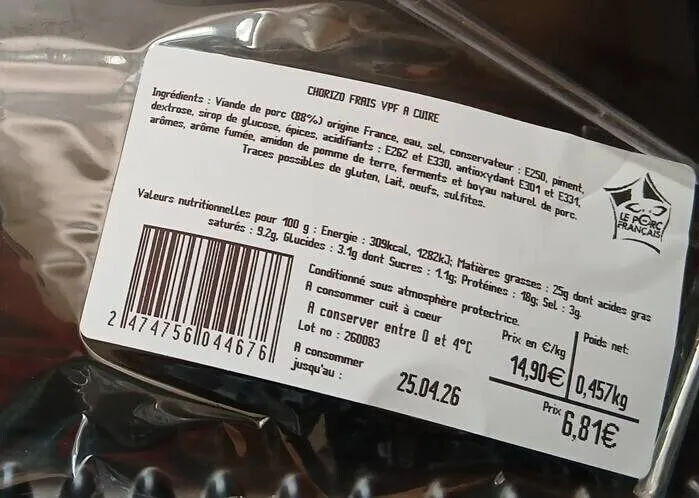 Chorizo à cuire