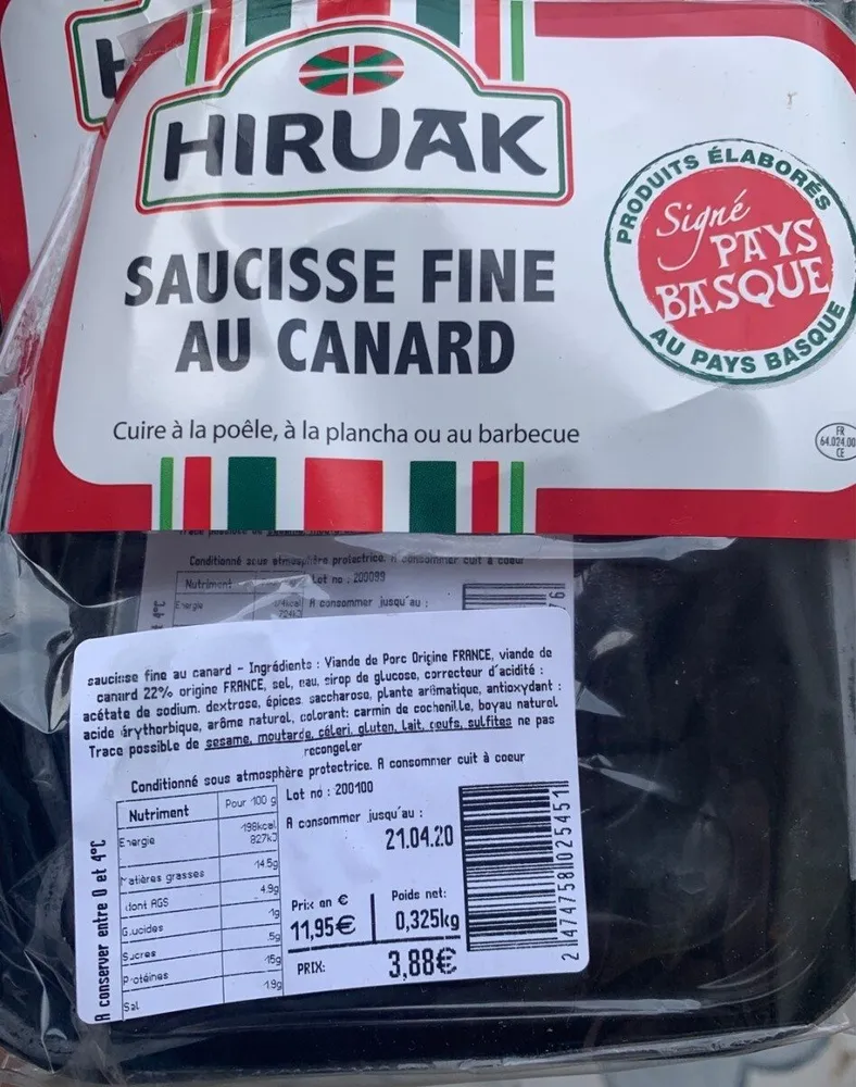 Saucisse fine au canard