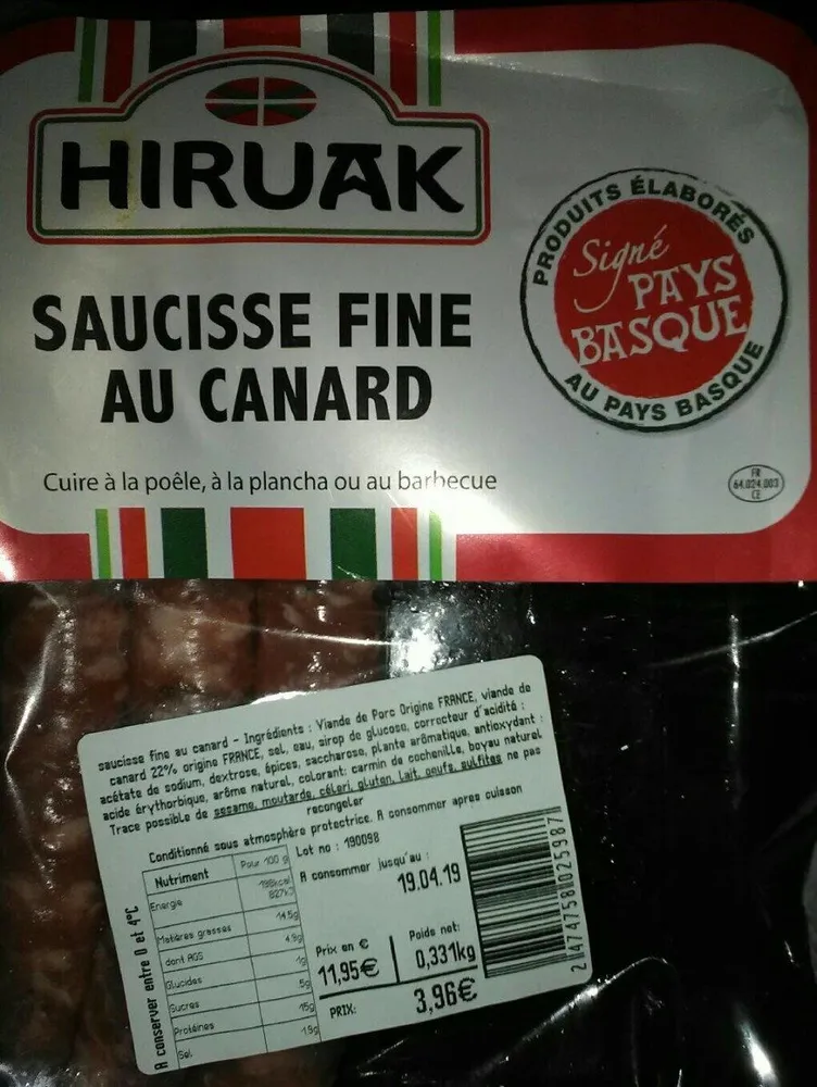 Saucisse fine au canard