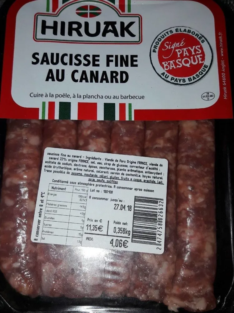 Saucisse fine au canard