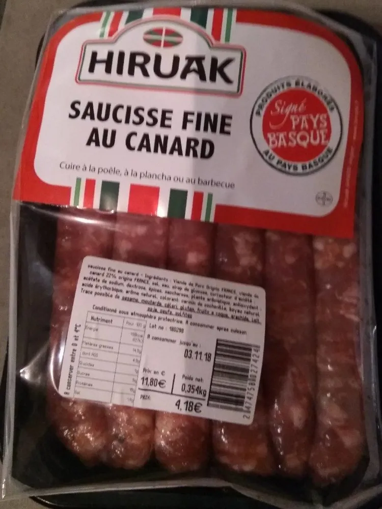 Saucisse fine au canard
