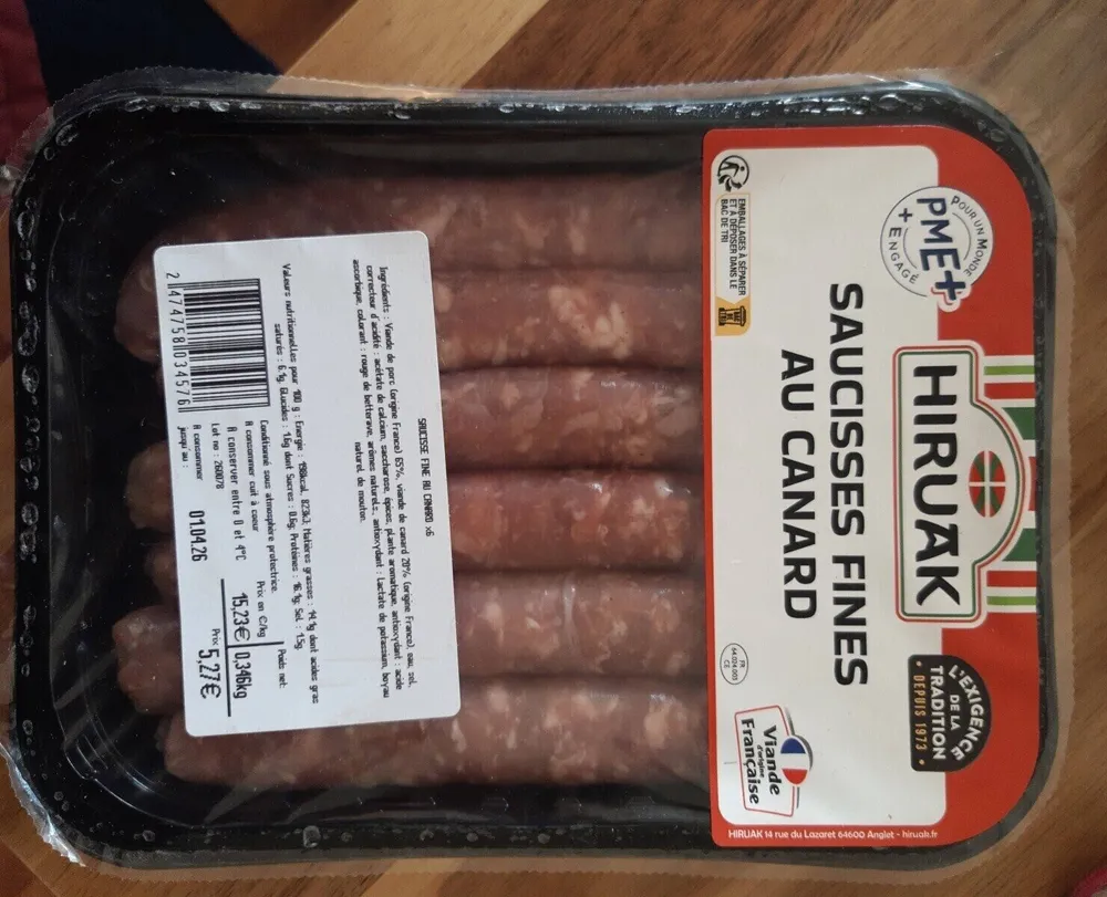Saucisses fines au canard