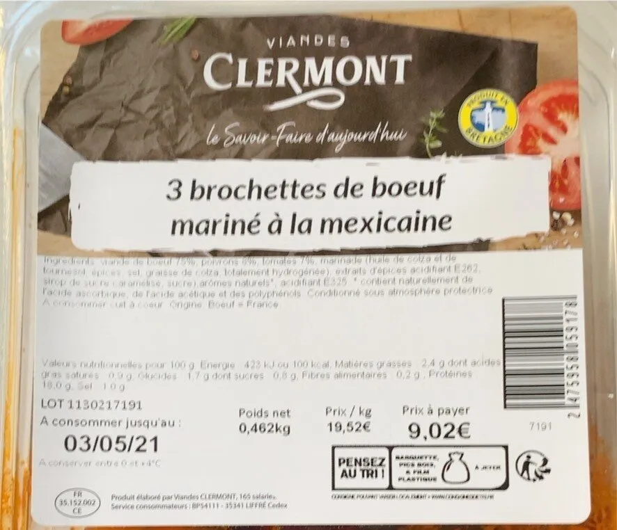 3 BROCHETTES DE BOEUFS