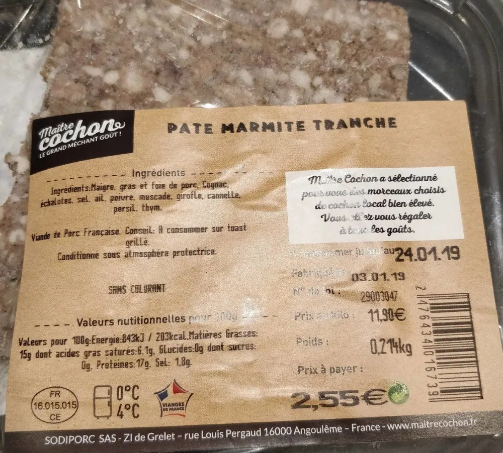 Pate marmite tranche