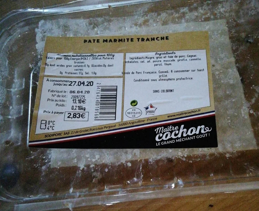 Paté marmite tranche