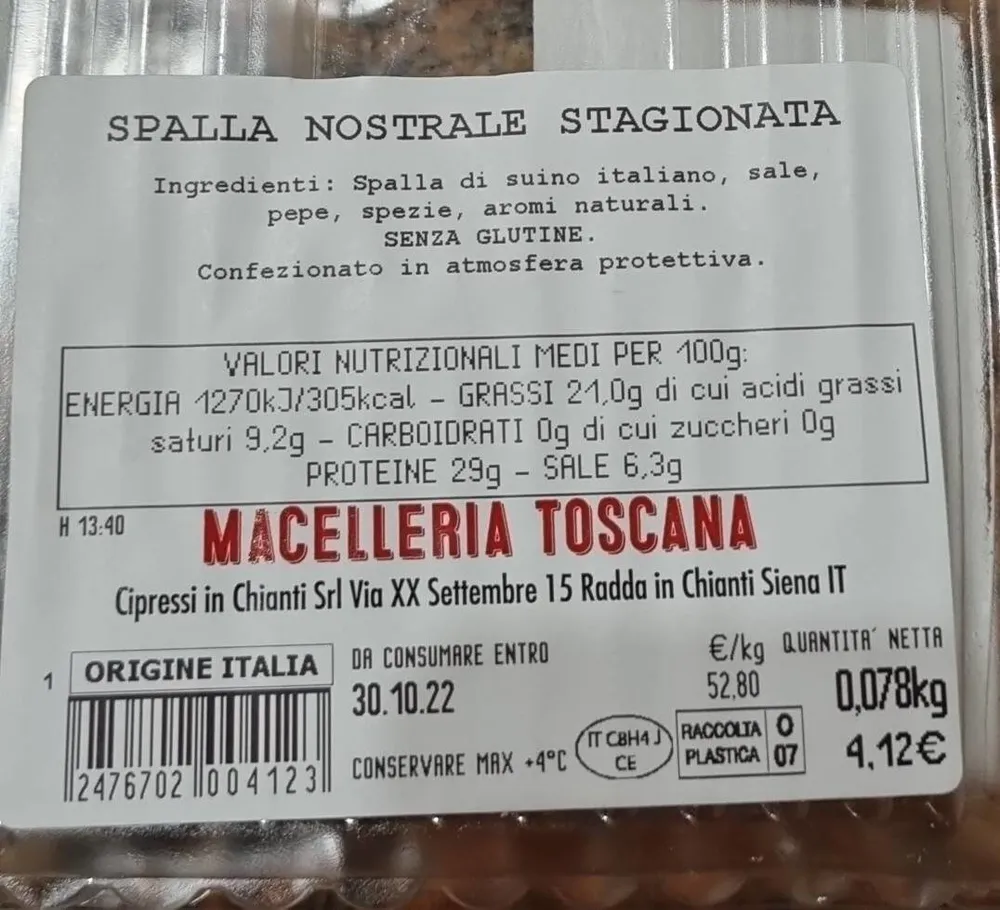 Spalla nostrane stagionata