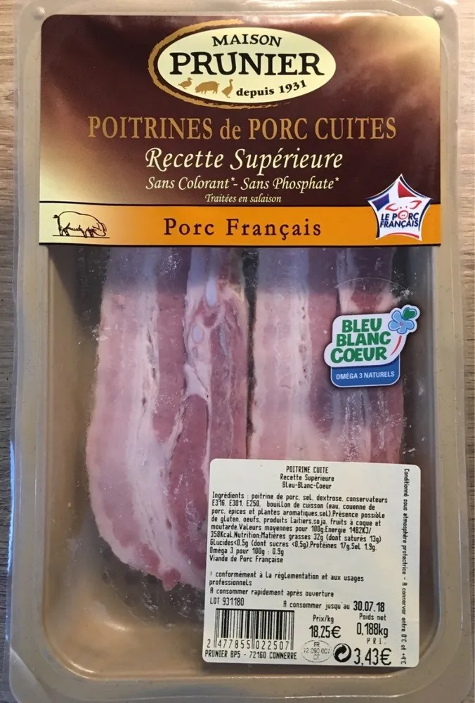 Poitrines de porc cuites