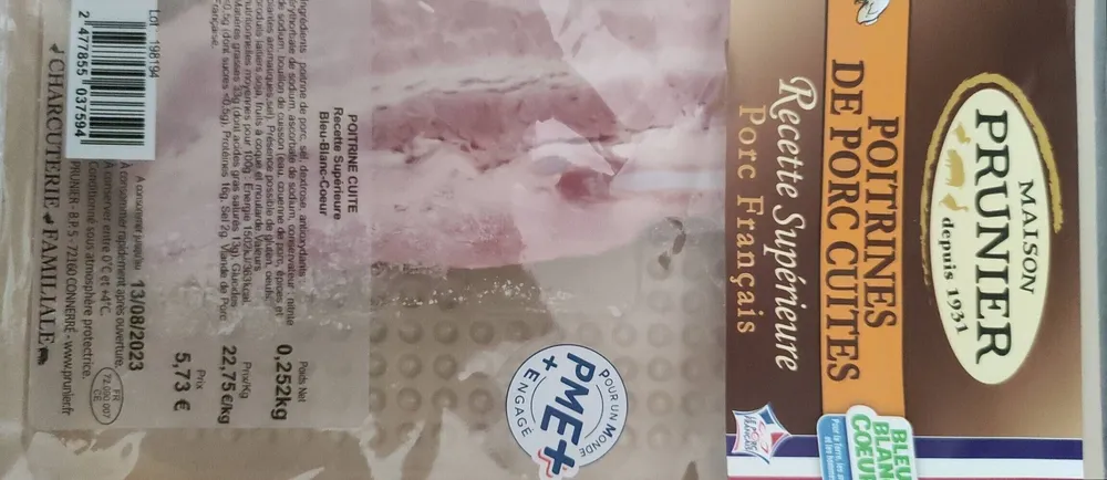 Poitrines de porc cuites