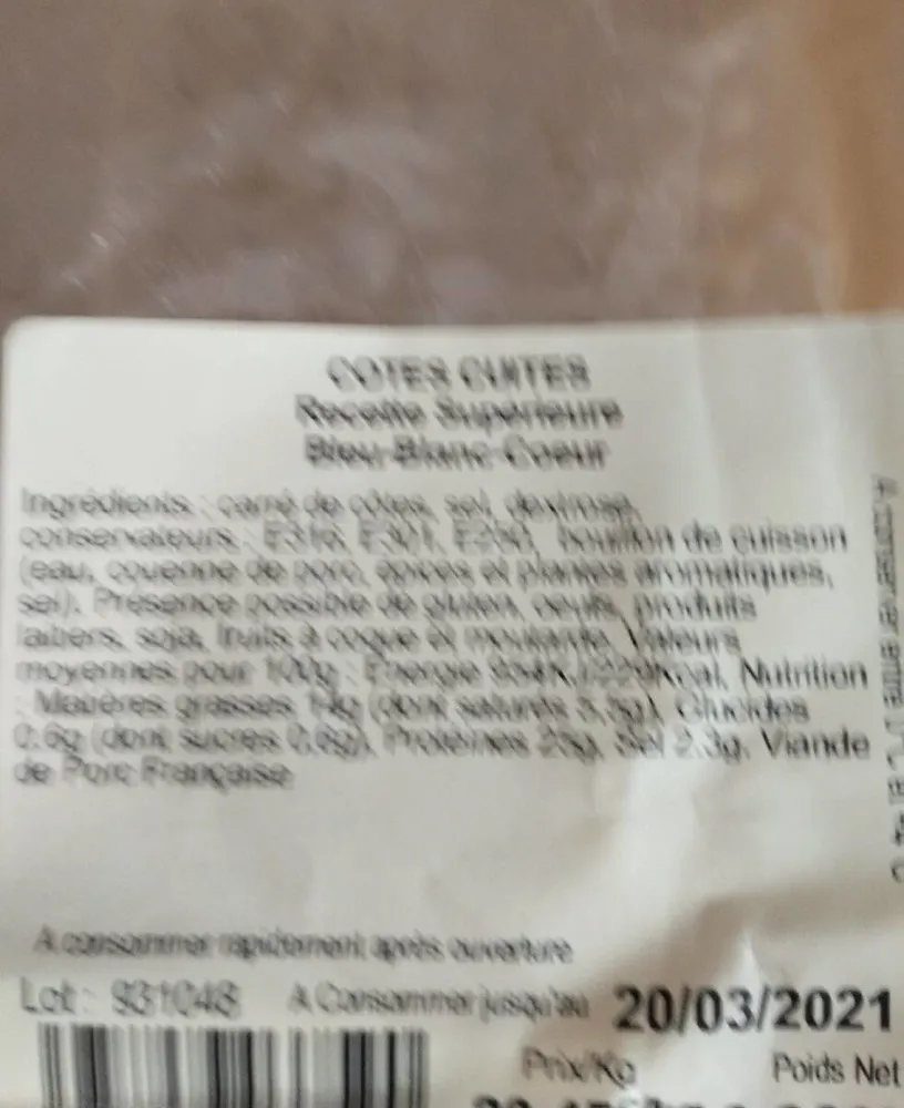 Côtes cuites