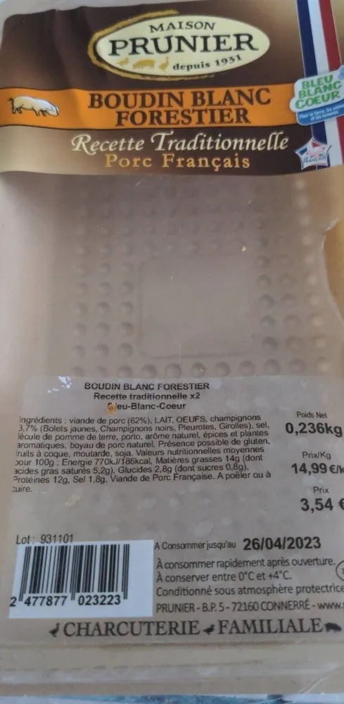 Boudin blanc forestier