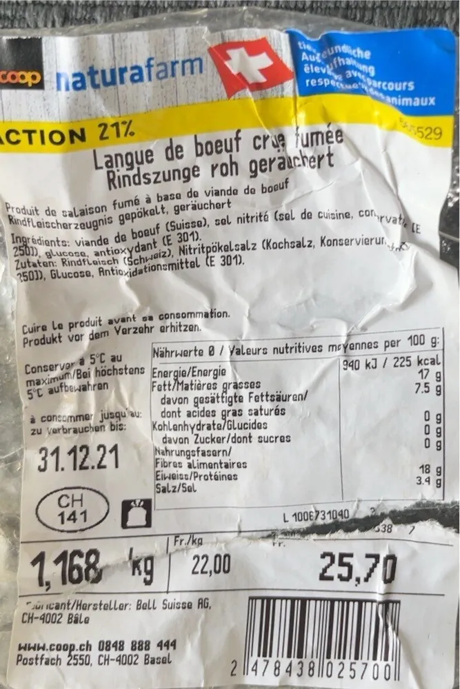 Langue de bœuf fumée