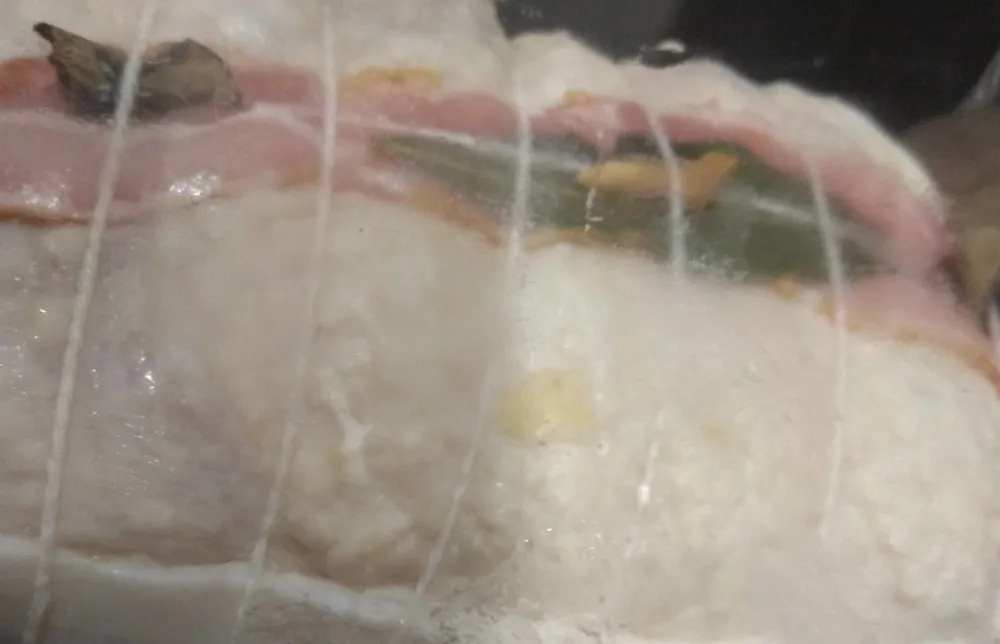 Demi chapon farce champignons