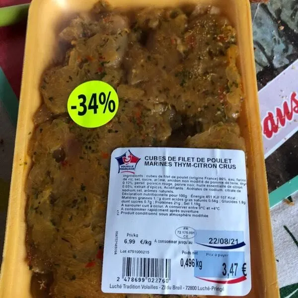 Filet de poulet mariné thym-citron