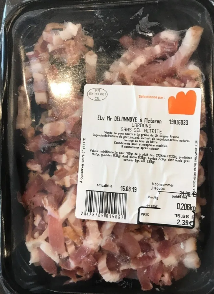 Lardons sans sel nitrite