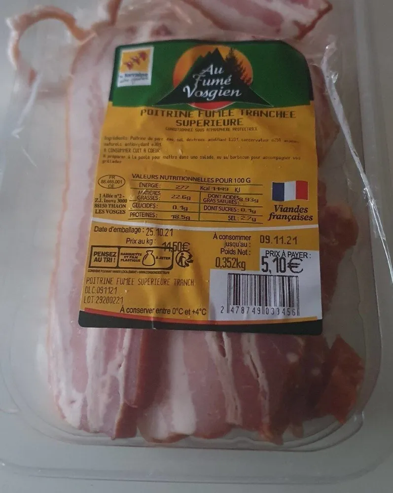 Poitrine Fumée tranchée supérieure