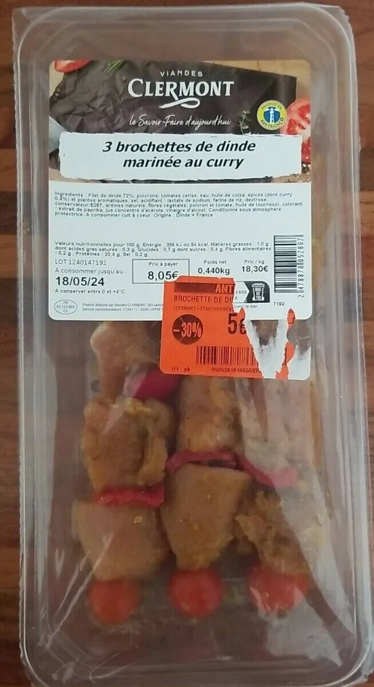brochettes de dinde marinées au curry