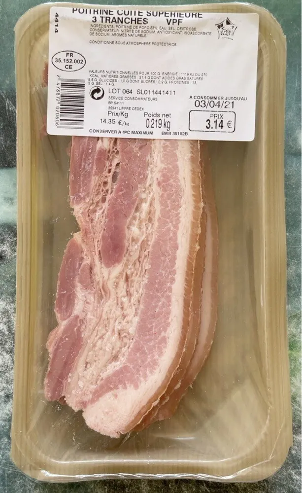 Poitrine cuite supérieure 3 tranches VPF 219g