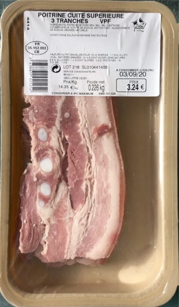 Poitrine cuite supérieure 3 tranches VPF