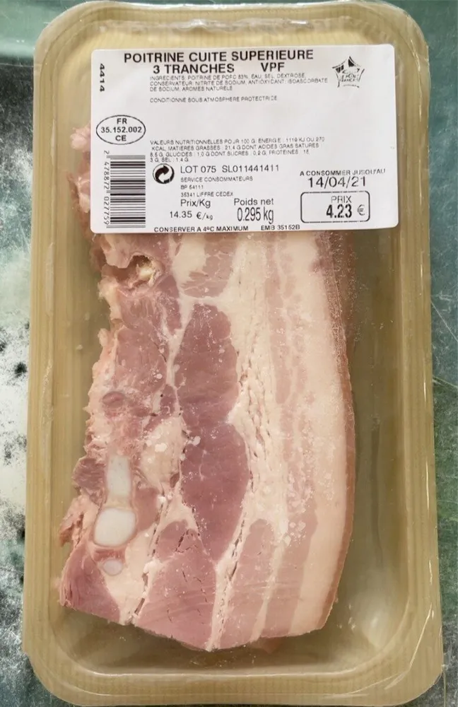 Poitrine cuite supérieure 3 tranches VPF 295g