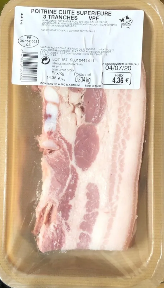 Poitrine cuite supérieur 3 tranches VPF 304gr