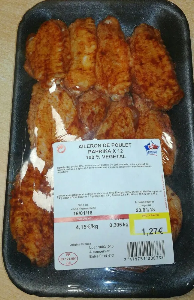 Aileron de poulet au paprika x12