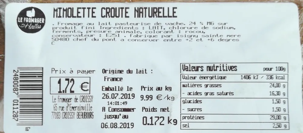 Mimolette croûte naturelle