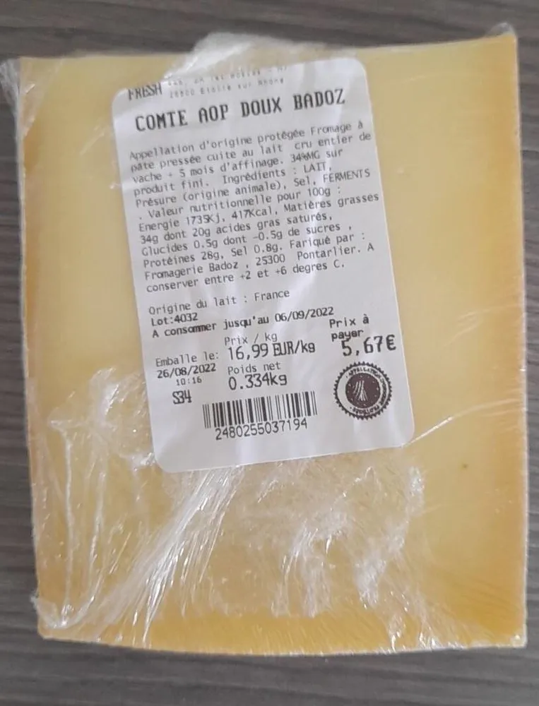 Comté AOP doux