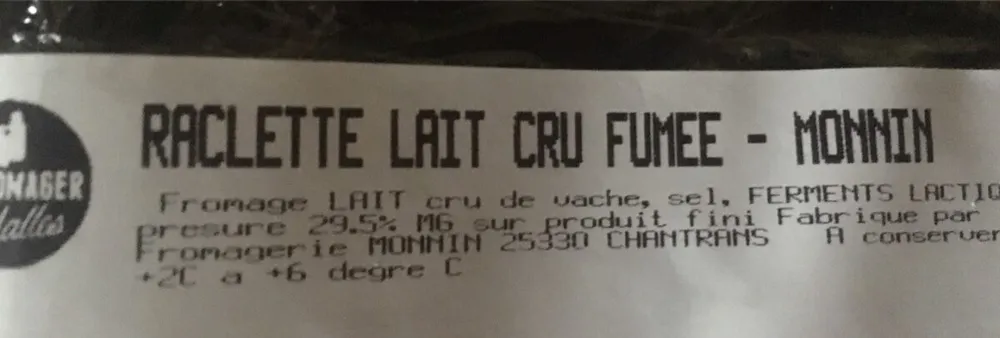 Raclette lait cru fume