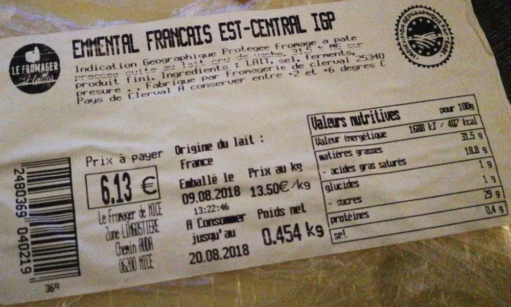 EMMENTAL FRANÇAIS EST CENTRAL IGP
