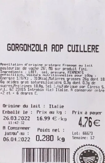 Gorgonzola AOP Cuillere