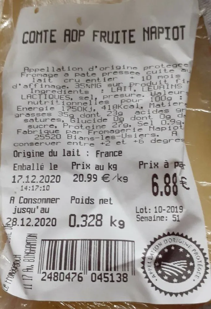 Comte AOP fruité Napiot