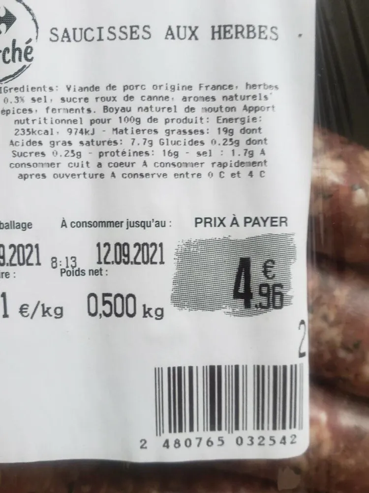 Saucisses aux herbes
