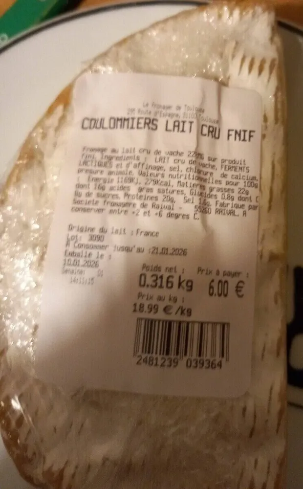 Coulommiers lait cru FNIF