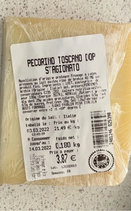 Pecorino toscano dop stagionato