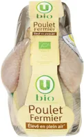 Poulet entier fermier jaune prêt à cuire bio
