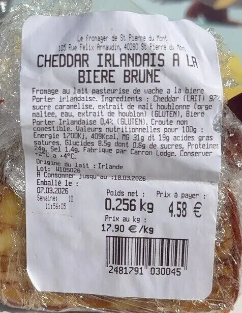 Cheddar irlandais à la bière brune
